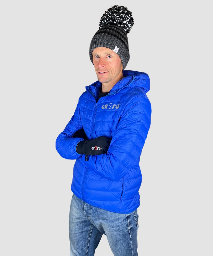 mens blue down jacket